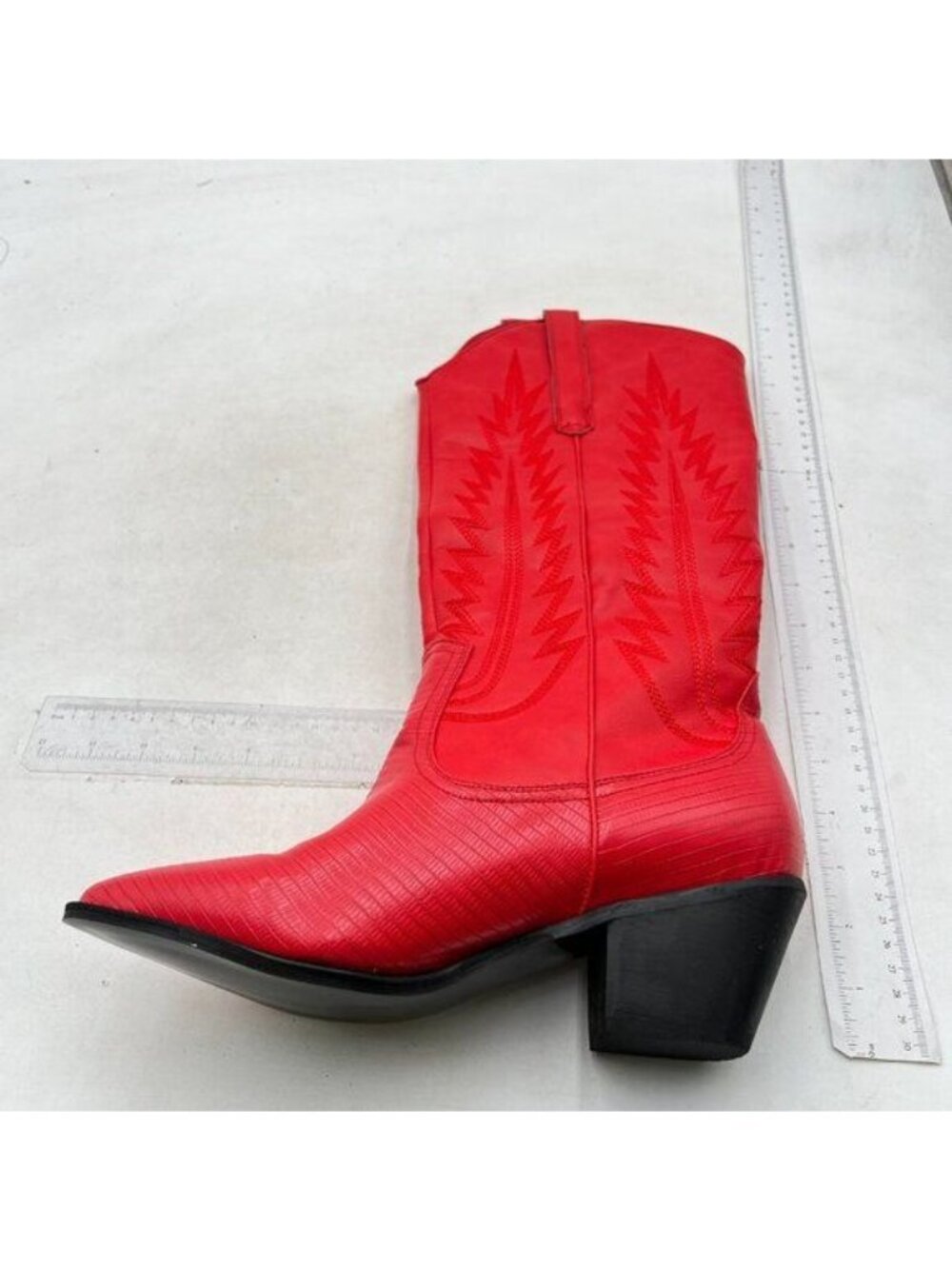 Women Cowboy Boots Western Cowgirl Boots Pointy Toe Ankle Boots Short Boots Red